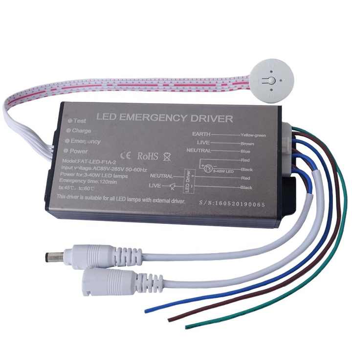 Aluminum Housing LED Emergency Driver with Rechargeable 3.7V Li-ion Battery 3-60W for LED Lighting CE ROHS FAT