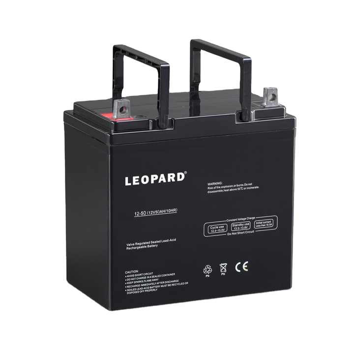 12V 50AH Rechargeable Battery High Capacity Deep Cycle Energy Storage for UPS Power Tools Golf Carts Boats Electric Vehicles LEOPARD