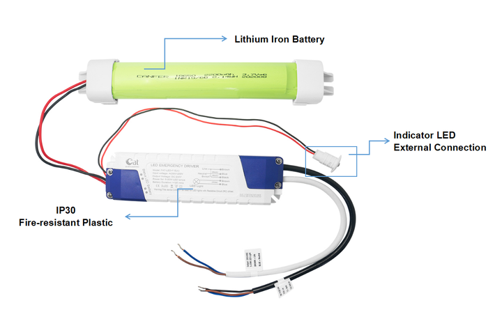 LED Emergency Backup Power Supply 3-20W Full Power Output Dustproof for Down Light Flood Light High Bay Light FAT