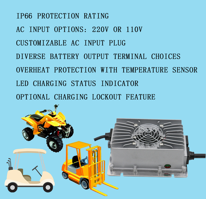 Waterproof Battery Charger 60V 72V 48V 20A 50A Automatic Lithium Lead Acid Charger for Electric Vehicles Industrial Equipment BSM