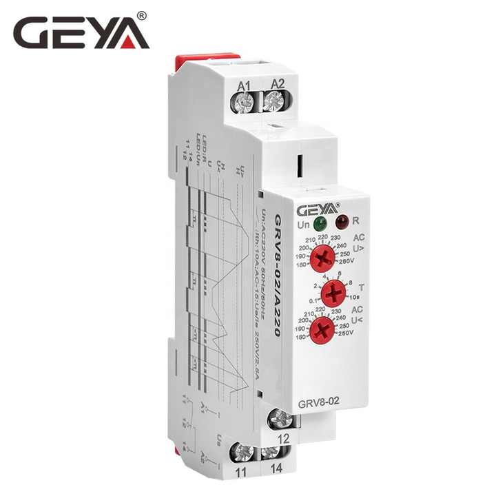 GEYA GRV8-02 AC/DC Supply Voltage Relay Single Phase 10A Monitoring Overvoltage Undervoltage Protection GEYA OEM ODM
