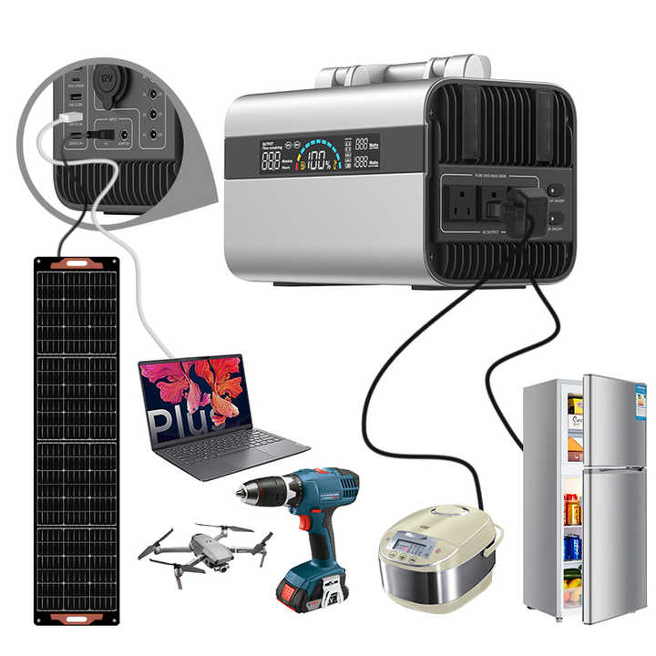 Portable Solar Dynamo Power Generator 600W Battery Powered Lithium Ion 110V 220V AC Power for Outdoor Emergency Backup BPI