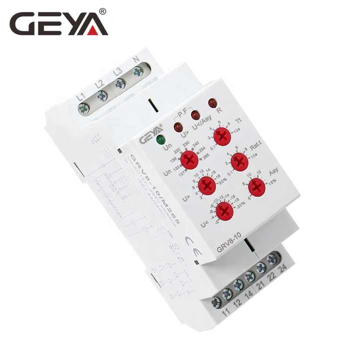GEYA GRV8-10 NEW 36mm Width 3 Phase Voltage Monitoring Relay with Reset Time 0.1s-10s Over Under Voltage Relays