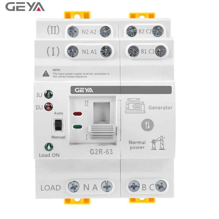GEYA G2R 50A 4P Generator ATS Controller Dual Power Changeover Automatic Transfer Switch 63A 4-Way Cabinet for Solar Energy Storage Systems