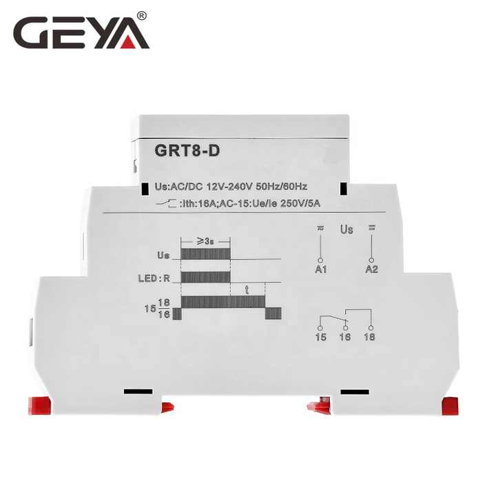 GEYA GRT8-D AC/DC 12-240V 16A Time Delay Off Relay for Emergency Systems Timer Control GEYA OEM ODM