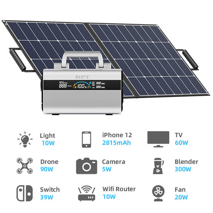 Portable Power Station 1000W LiFePO4 Battery Solar Generator for Emergency Backup with MPPT Controller BPI
