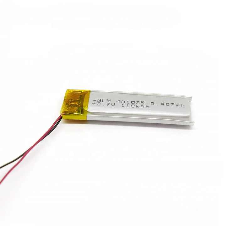 Rechargeable 401035 110mAh 3.7V Lithium Polymer Battery 4*10*35mm for Wearable Devices GPS Medical Equipment WLY