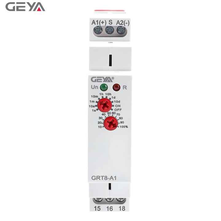 GEYA GRT8-EC AC220V/DC24V/AC380V Miniature Economic Dual Function Time Delay Relay Adjustable Time Relay for Protective Applications GEYA