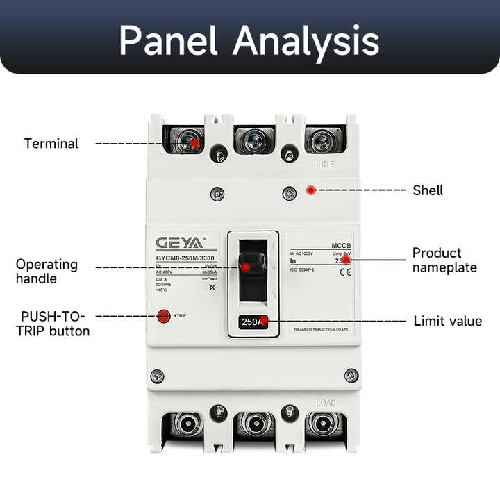 Moulded Case Circuit Breaker 250A 400V-690V High Breaking Capacity for Industrial Power Systems GEYA
