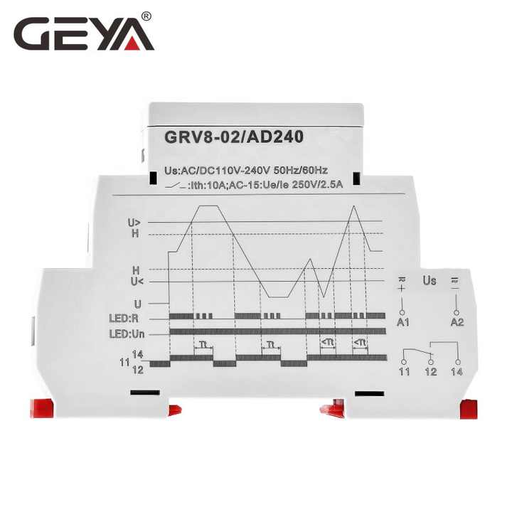 GEYA GRV8-02 AC/DC Supply Voltage Relay Single Phase 10A Monitoring Overvoltage Undervoltage Protection GEYA OEM ODM