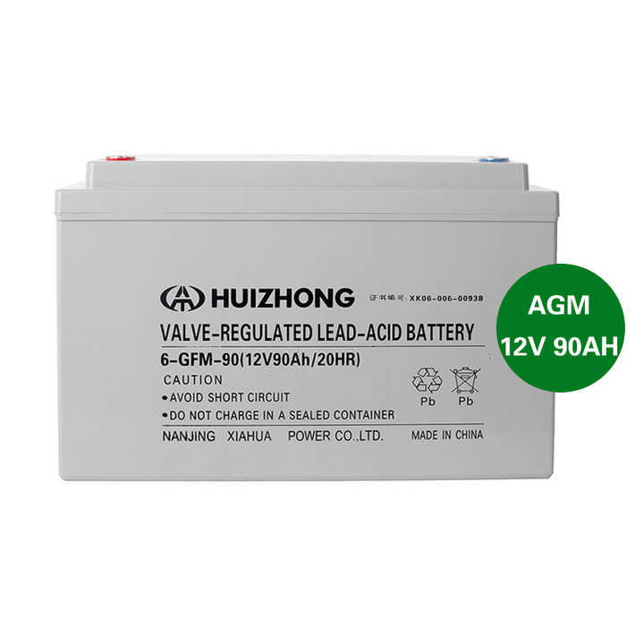 12V 90Ah Sealed Deep Cycle AGM Battery for Solar Energy Storage Systems and UPS Power Supply HUIZHONG