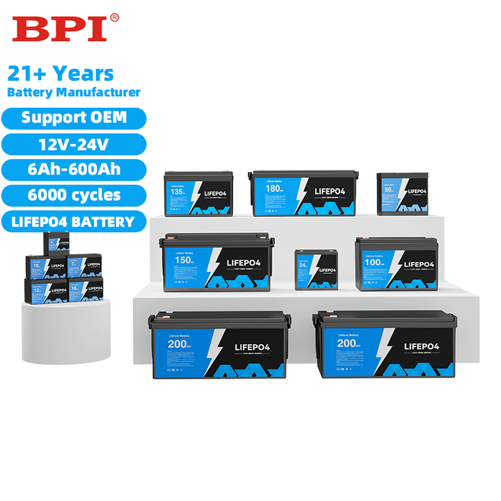 LiFePO4 Battery 12V-76.8V 6Ah-800Ah Deep Cycle Renewable Energy Storage System for Solar Power Backup
