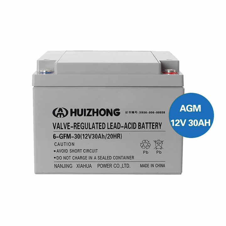 Lead Acid Deep Cycle Battery 12V 30Ah AGM Sealed Rechargeable Solar Energy Storage Battery for UPS Systems HUIZHONG OEM