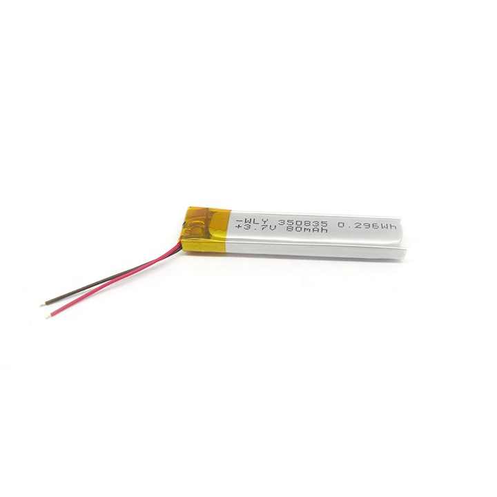 350835 80mAh 3.7V Lithium Polymer Rechargeable Battery with High Energy Density for Toys and Consumer Electronics WLY