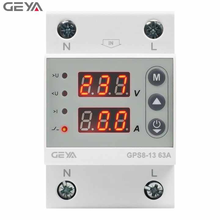 GEYA GPS8-13 63A Din Rail Digital Dual Display Single Phase Automatic Voltage Current Protector Adjustable Power Protector GEYA