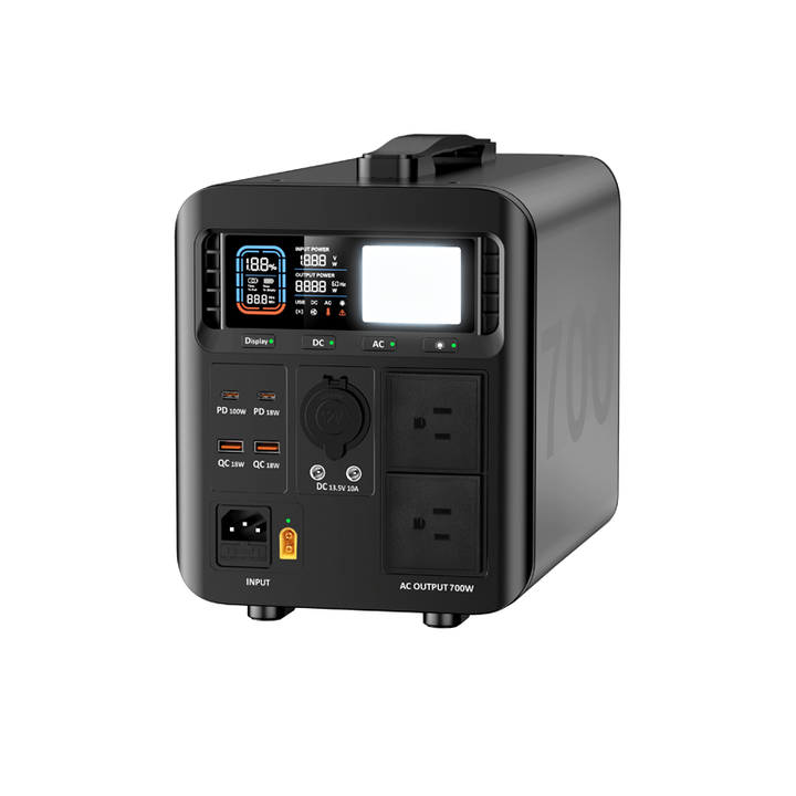 Portable Power Bank 700W 672Wh LiFePO4 Battery AC/DC Output Outdoor Solar Generator JNGE
