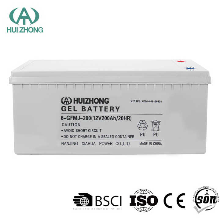 Maintenance Free GEL 12V 200Ah Deep Cycle Lead Acid Battery Solar Energy Storage System Rechargeable HUIZHONG