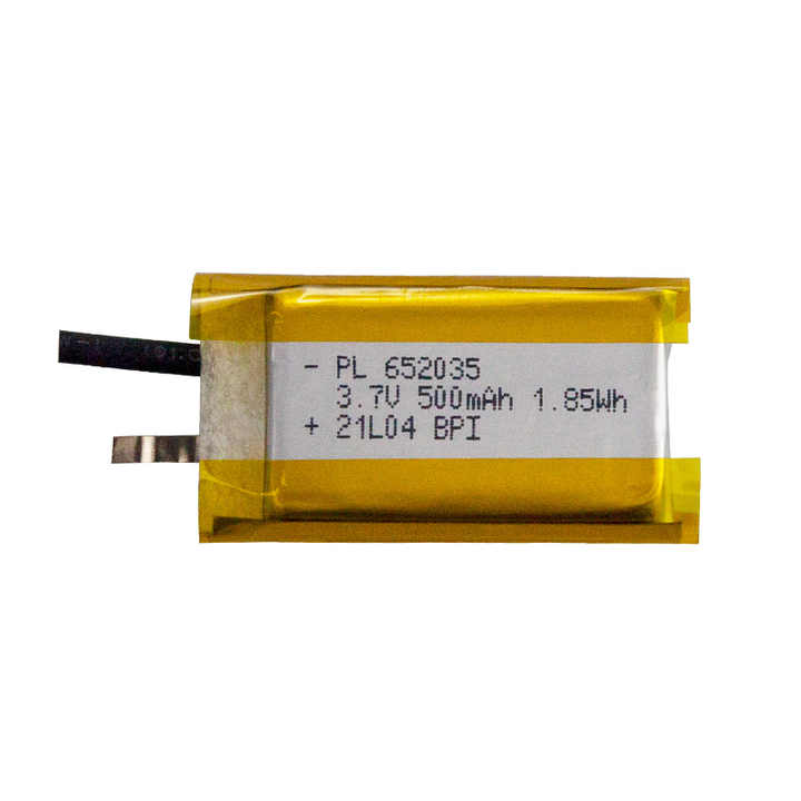 Rechargeable 3.7V 652035 500mAh Li Ion Polymer Battery for Car GPS Tracker and Solar Energy Systems