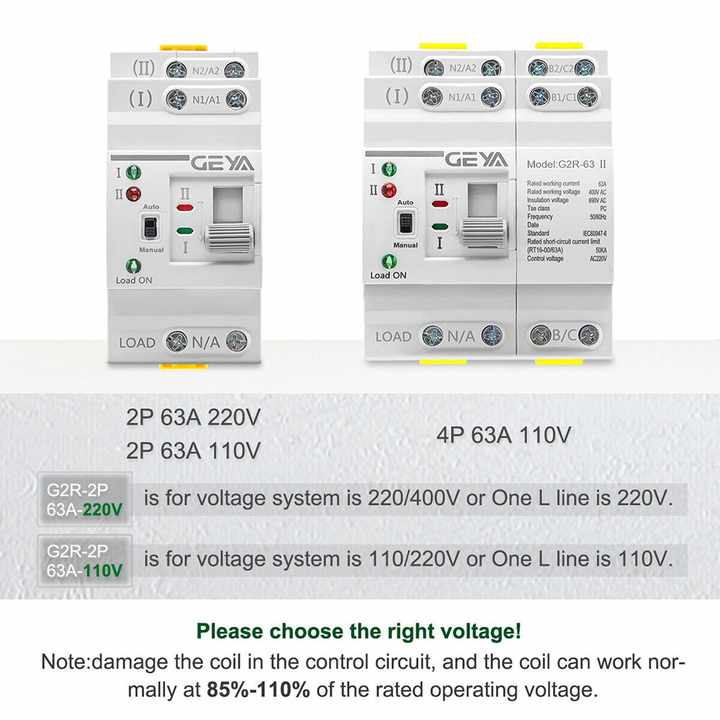 GEYA G2R 50A 4P Generator ATS Controller Dual Power Changeover Automatic Transfer Switch 63A 4-Way Cabinet for Solar Energy Storage Systems