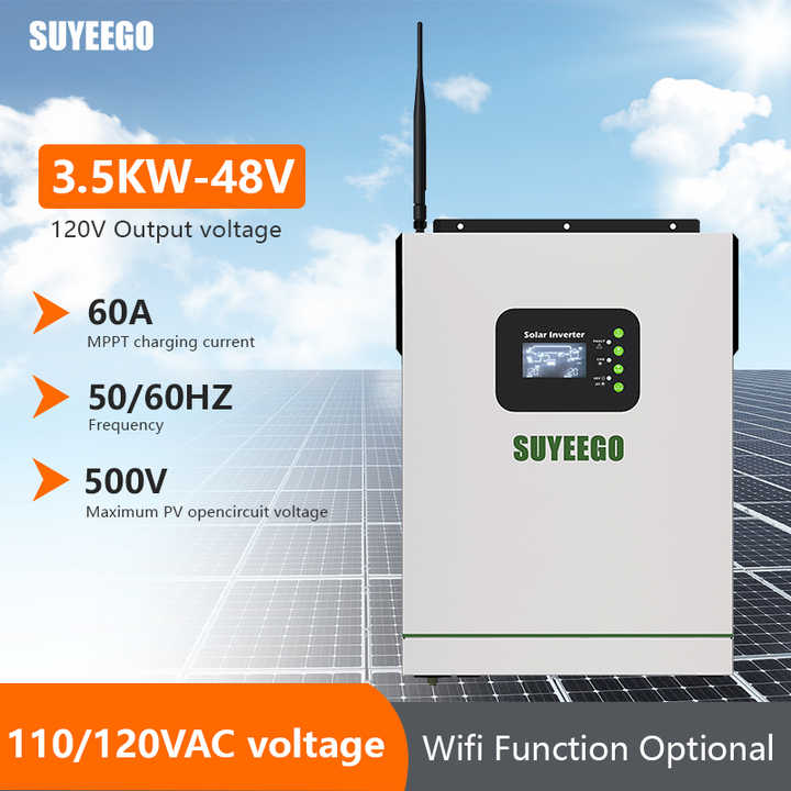 Hybrid Solar Inverter 3500W 5000W 24V MPPT 110V 120V for Solar System Pure Sine Wave SUYEEGO