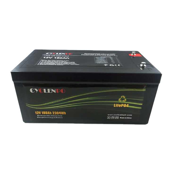 Factory Direct Deep Cycle Lithium Ion 12V 180Ah LiFePO4 Battery Pack 6000 Cycles High Capacity Energy Storage for Solar Power Systems cyclenpo