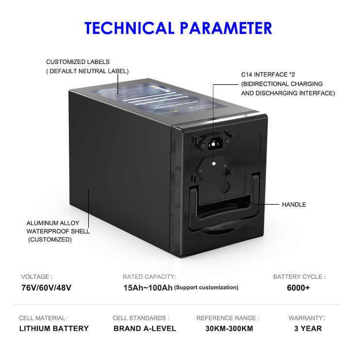 60V 72V Electric Bike Scooter Lithium Lifepo4 Battery 20Ah 30Ah 35Ah 40Ah 50Ah 60Ah 80Ah High Quality Battery Packs for Electric Vehicles and Scooters DELONGTOP