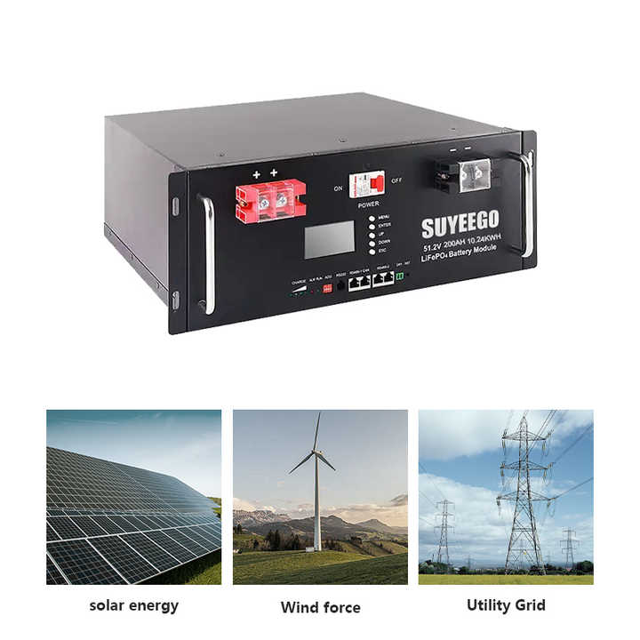 LiFePO4 Battery Pack 51.2V 100Ah High-Cycle Life Solar Energy Storage System SUYEEGO