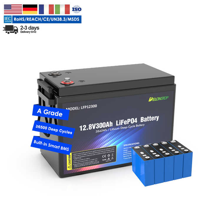 LiFePO4 Battery Pack 300AH 12.8V Long Cycle Life for Home Energy Storage Solar System Delongtop