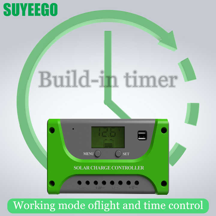 Solar Charge Controller 12V/24V 10A-60A PWM Dual PV Input 50A Rated Current 100V Max Voltage for Solar System SUYEEGO