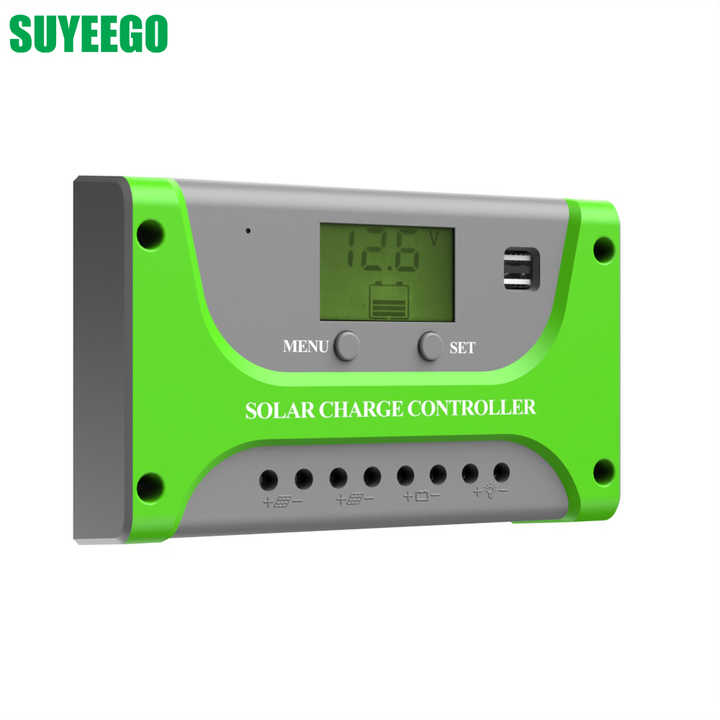 Solar Charge Controller 10A-100A 12V/24V LCD Display PWM Charge Regulation with Overprotection for Solar Energy Systems SUYEEGO