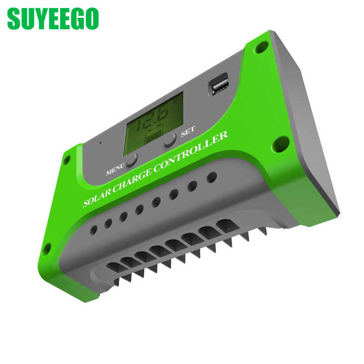 PWM Solar Charge Controller 10A-60A 12V/24V Dual Input 50A Rated Current 100V Max PV Voltage DC Output for Solar System Charging SUYEEGO
