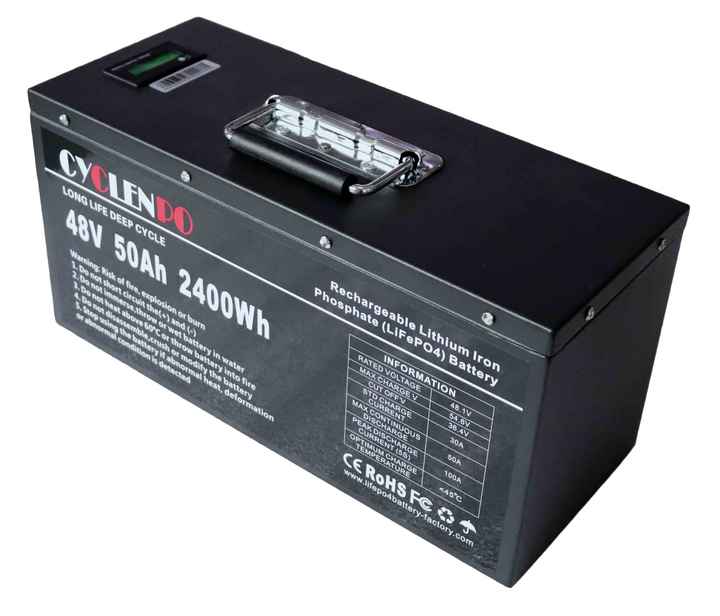 Cyclenpo 48V 50Ah Lithium Ion Battery Pack LiFePO4 High-Capacity Long Cycle Life for Electric Vehicles E-Bikes Power Tools CYCLENPO