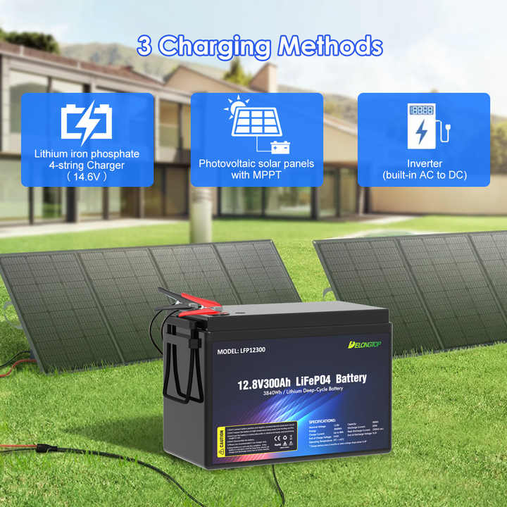 LiFePO4 Battery Pack 300AH 12.8V Long Cycle Life for Home Energy Storage Solar System Delongtop