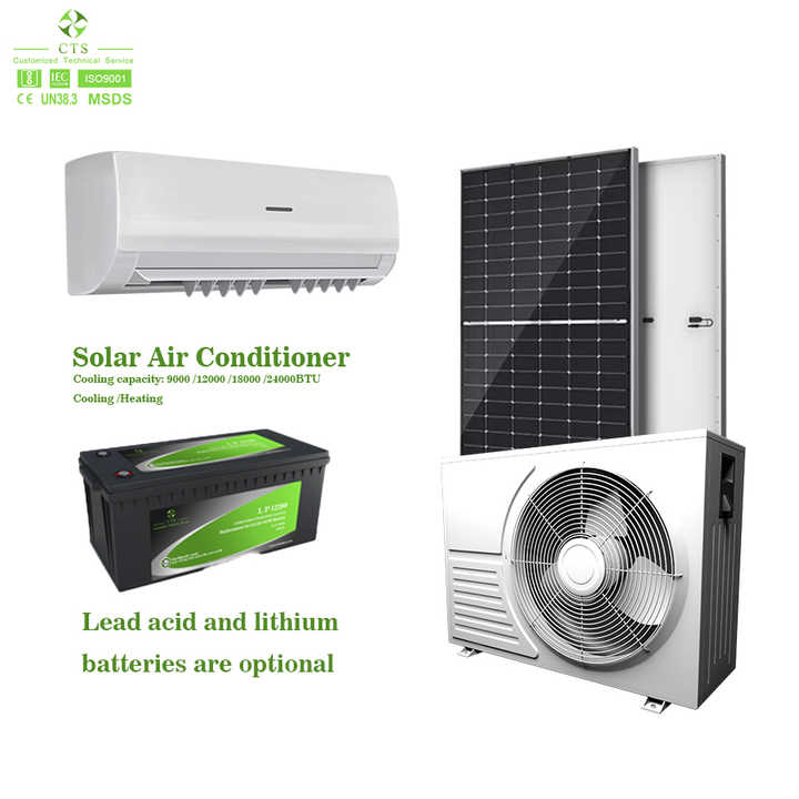 24000Btu Solar Panel Air Conditioner Off-Grid System with 48V DC Lithium Ion Battery and Inverter Rack for Household Cooling/Heating