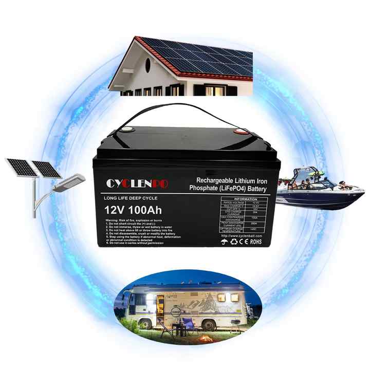 LiFePO4 Wireless Connection Battery 12V 100Ah Long Life Cycle for Car UPS RV Boat Solar Systems cyclenpo