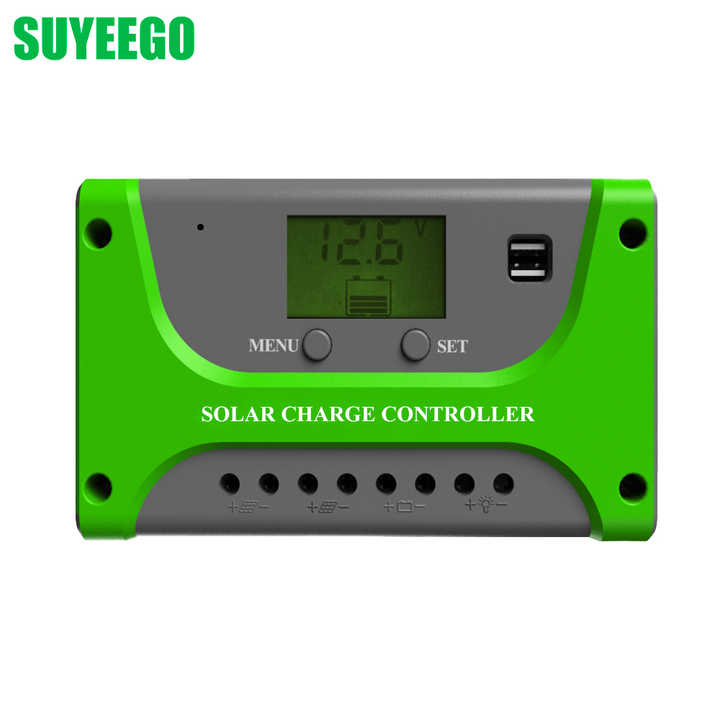 PWM Solar Charge Controller 10A-60A 12V/24V Dual Input 50A Rated Current 100V Max PV Voltage DC Output for Solar System Charging SUYEEGO