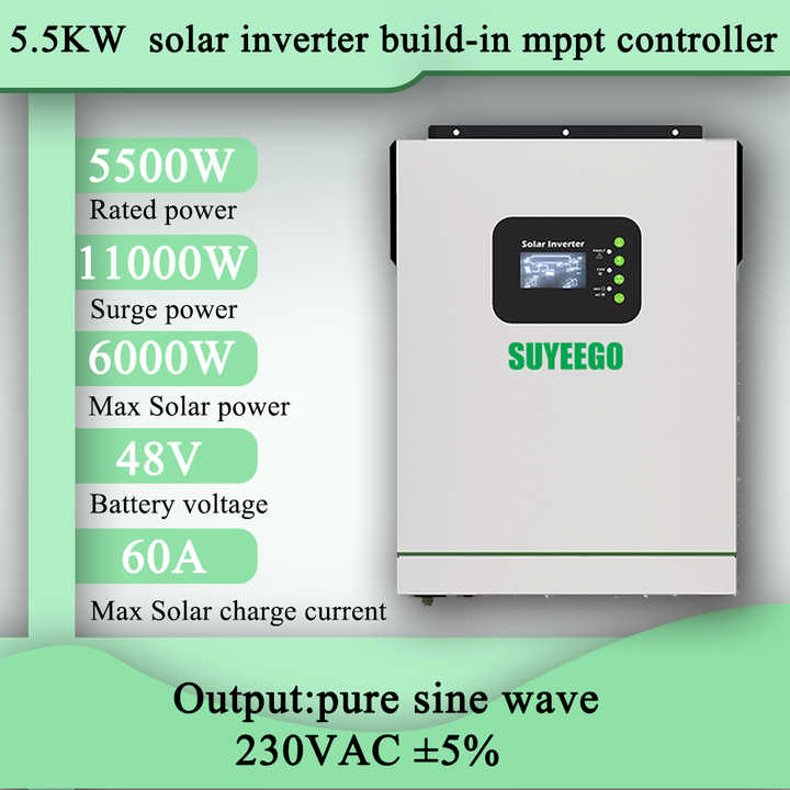 5.5kW Off-Grid Solar Power System with 60A MPPT Controller 550W Monocrystalline Panel for Residential Home Energy Storage SUYEEGO