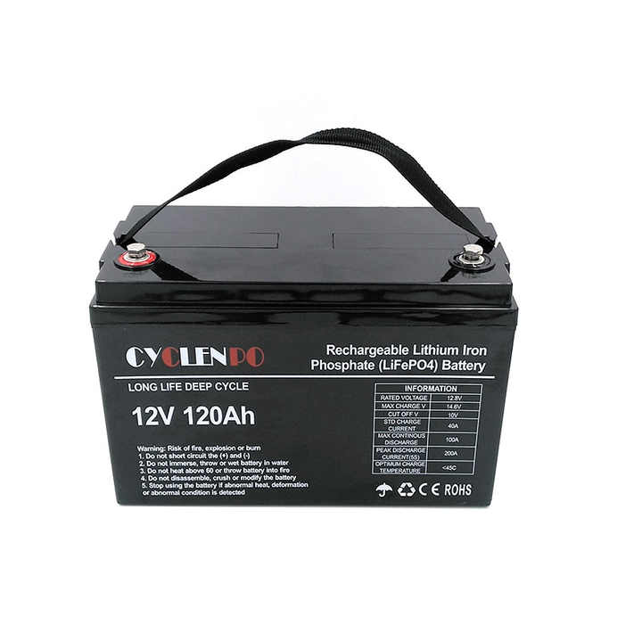 Factory Direct Supply Deep Cycle Lithium LiFePO4 12V 120Ah Battery Pack for EV RV Solar Energy Storage Systems cyclenpo