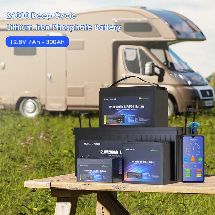 12V Rechargeable Deep Cycle Lithium Ion LiFePO4 Battery 100AH 200AH 300AH 12.8V Solar ESS RV Marine Yacht Battery for Energy Storage Systems Delongtop