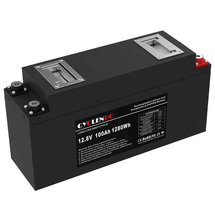 LiFePO4 Battery 12V 100Ah High Cycle Life 4000 Cycles Thin Type for RV Marine Solar Off-Grid Systems cyclenpo