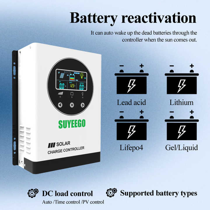 MPPT Hybrid Solar Charge Controller 12V 24V 48V 30A 40A 60A 80A 100A 120A High Efficiency for Solar Energy Systems SUYEEGO