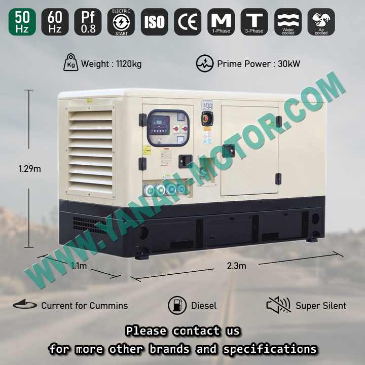 Super Silent Diesel Generator 30kw-500kw Power Portable Generator 30kw 100kw 200kw Generators Set Yanan
