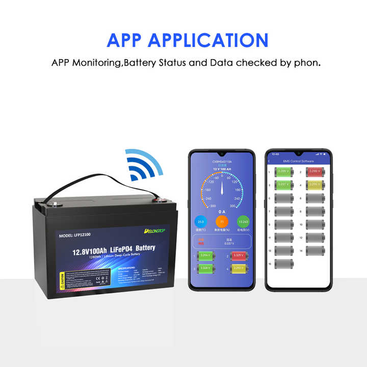 DELONGTOP 12V 100AH Lithium Ion LiFePO4 Battery with 6500 Cycles Long Life for RV Marine Solar Energy Storage Systems Delong