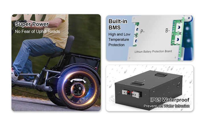 60V Lithium Battery Three Wheels Motorcycle Tricycle AGV TukTuk EV 3000W 6000W LiFePO4 Battery Pack 64V 50AH 100AH High-Cycle Long Life Low-Speed Electric Vehicles Power Storage Delong