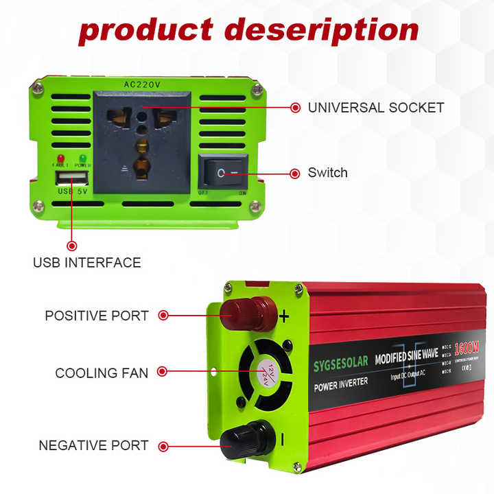 DC to AC Power Inverter 3000W High-Frequency Modified Sine Wave for Home & Industrial Use SUYEEGO
