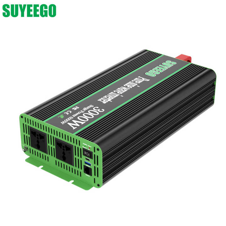 Pure Sine Wave Inverter 1KW 2KW 3KW DC 12V 24V AC 220V 120V Solar Car Power Inverter for Home & Automotive Use SUYEEGO
