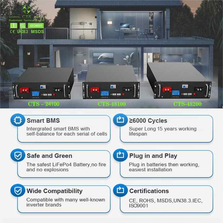 LiFePO4 Battery 48V 5-50KW Hybrid Grid Off Grid Solar Energy Storage System CTS