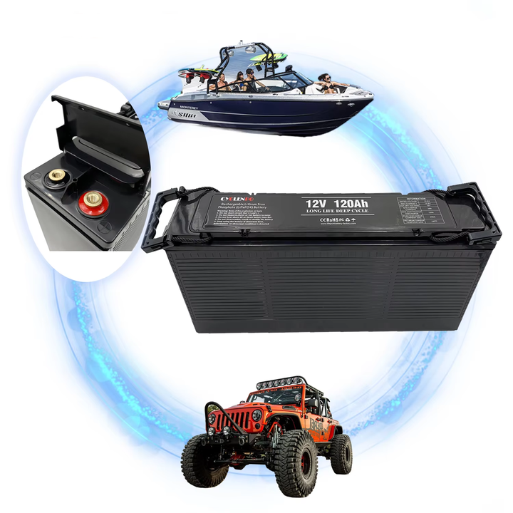Ultra Thin 12V 120Ah Deep Cycle LiFePO4 Battery 4000 Cycles Long Life for Off-Road Vehicles Solar Energy Systems Cyclenpo