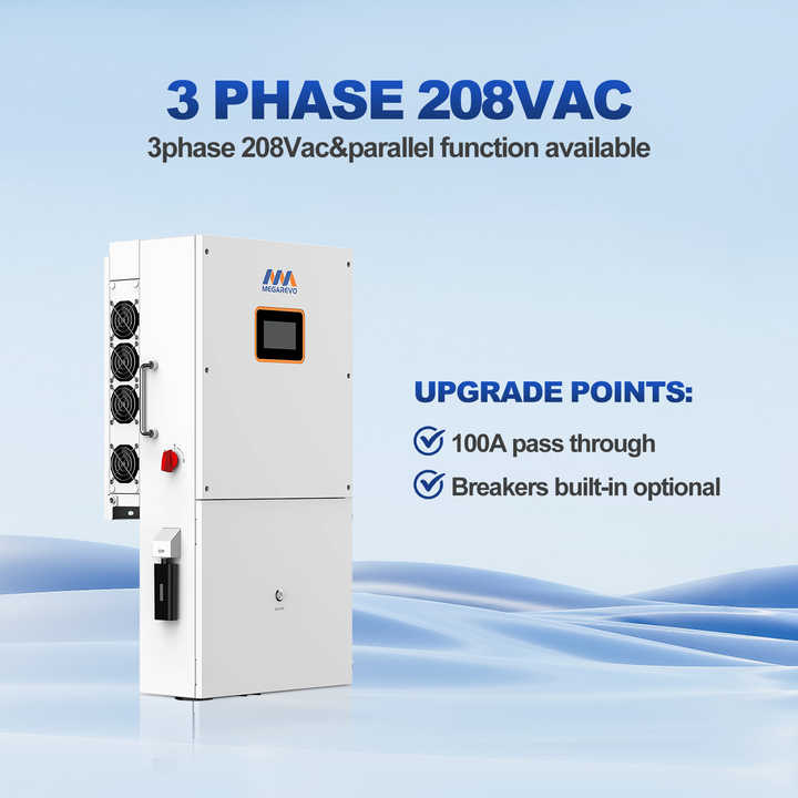 Mppt Hybrid Solar Inverter 8kw 10kw DC to AC Off Grid Grid-tied Inverters with DC 24V 48V Battery Inverter High Efficiency 99.9% Three Phase Home Energy Storage System megarevo