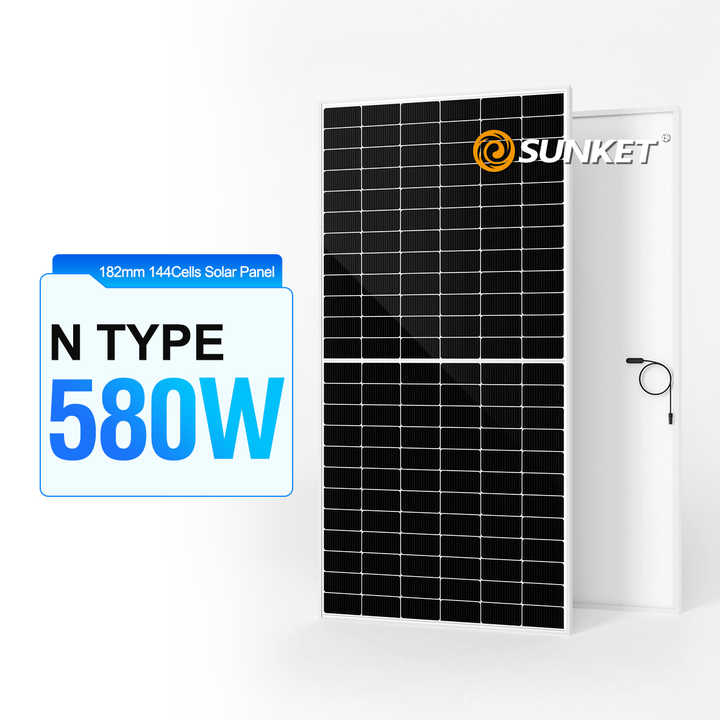 TOPCON N-type 182mm 144Cells 565W-600W Half Cut Mono Solar Panels Commercial Residential Use 25-Year Warranty SUNKET